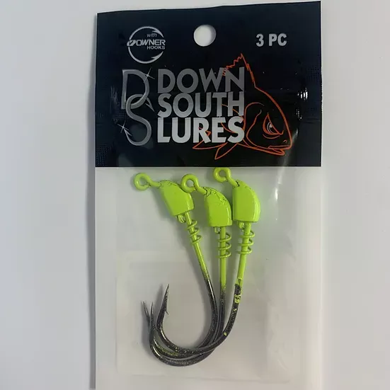 1/8 thChartreuse Jig Heads by Down South Lures