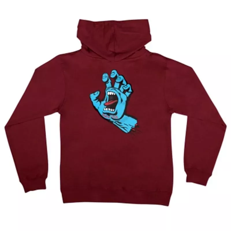 (8-16) Boy’s Screaming Hand Pullover Hoodie – Maroon