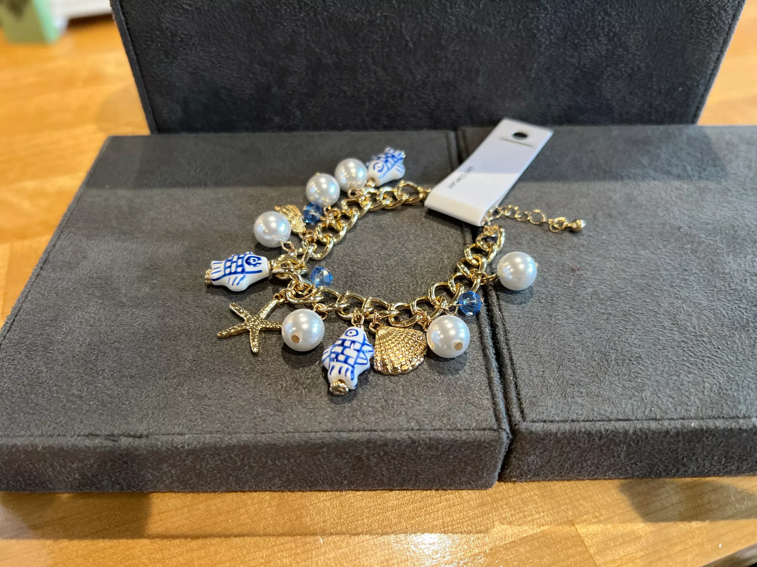 Blue Cloisonne' Fish Charm Bracelet