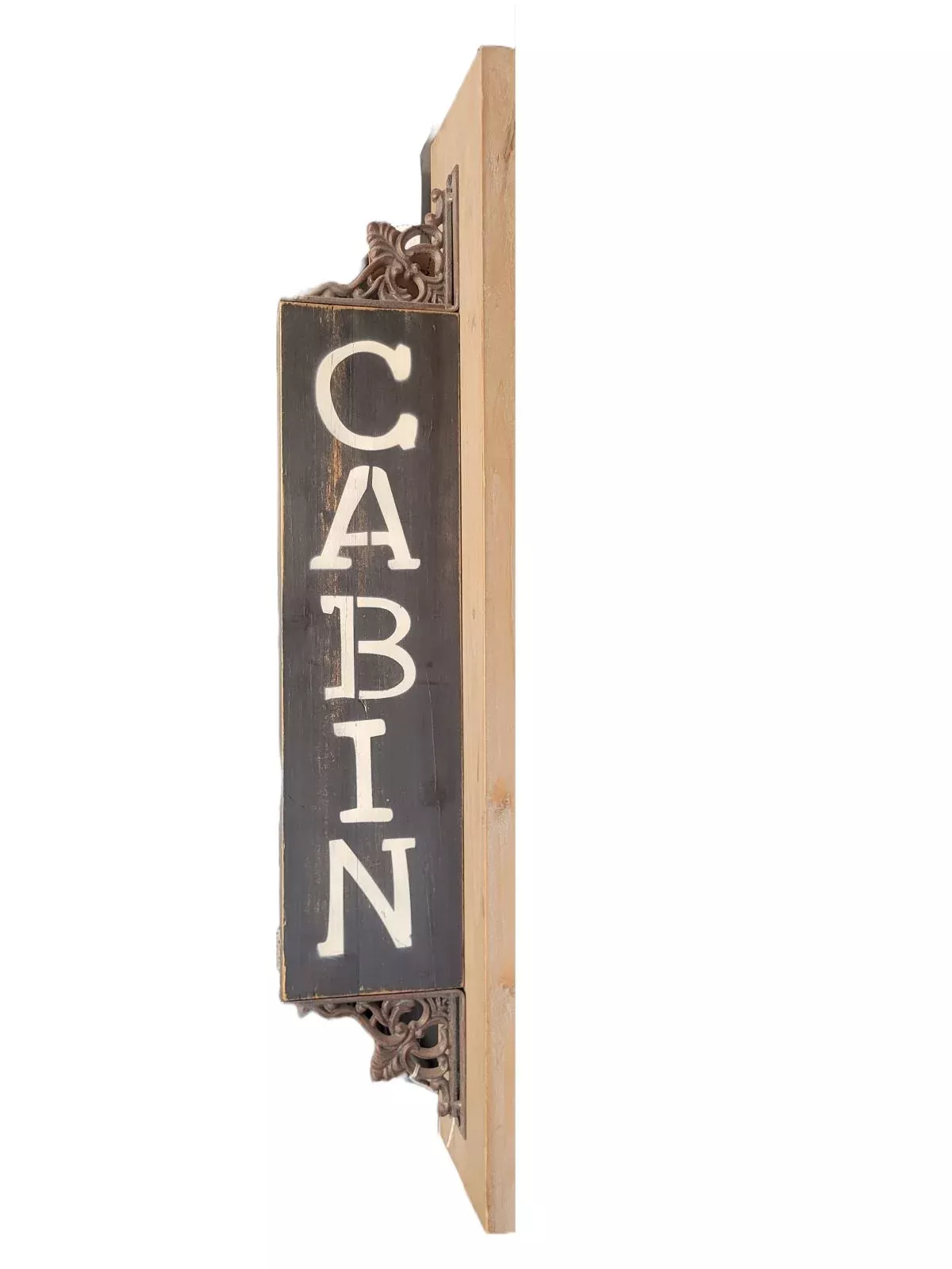 "Cabin" With Iron Scroll Cabin Decoration Sign