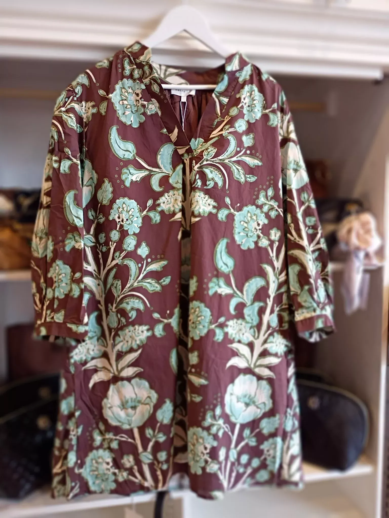 Chocolate Brown Dress with Turquoise