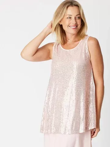 Cordelia St Sequin V Tank - Blush