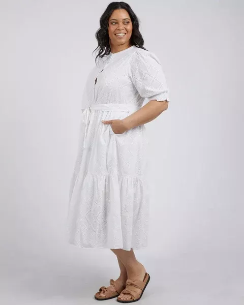 Elm Ottilie Broderie Dress - White