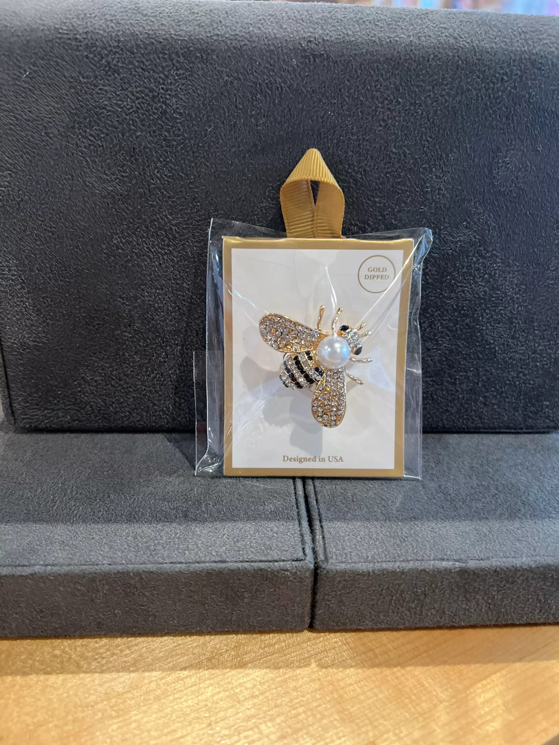 Enamel Pearl Bee Brooch
