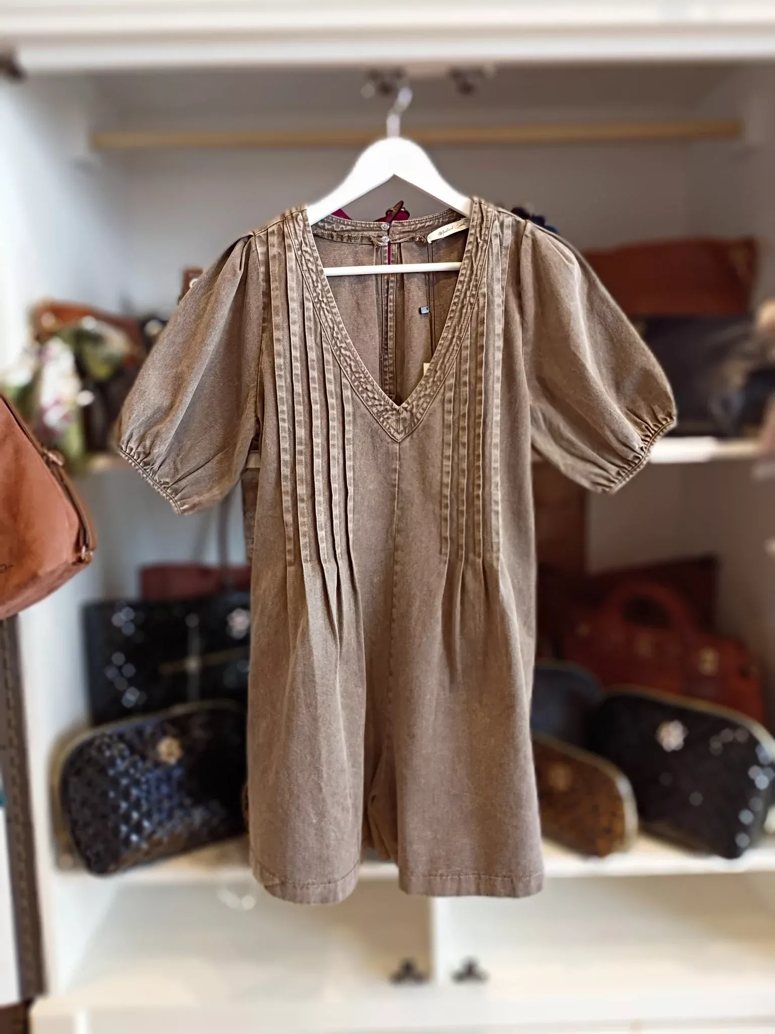 Front Pleated Romper