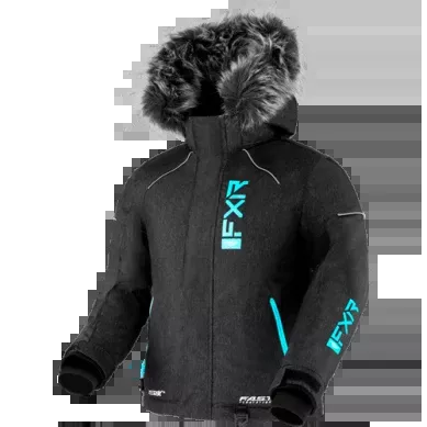 FXR Youth Fresh Jacket, Black Heather/Sky Blue