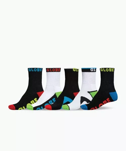 Globe Boys Destroyer Crew Sock 5 Pk - Assorted