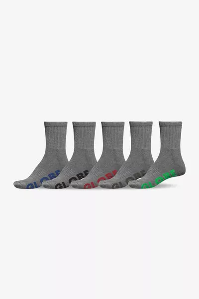 Globe Stealth Crew 5Pkt Socks - Grey