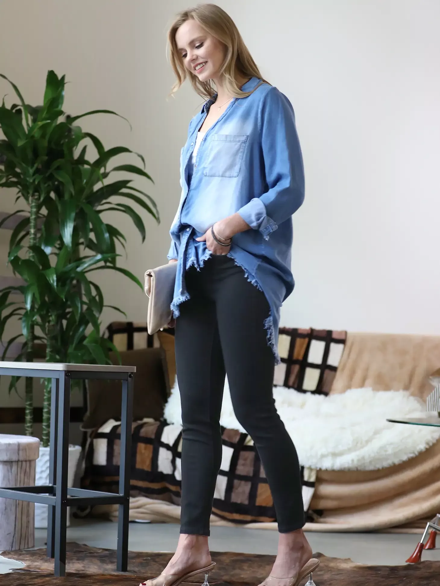 High-rise Ankle Skinny Black Denim Pants