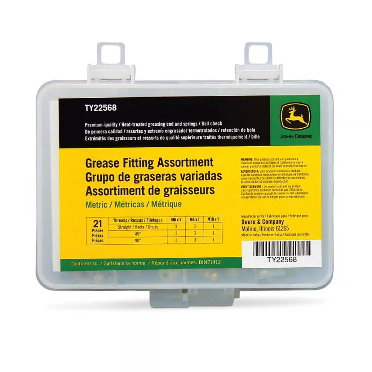 John Deere 21-Piece Metric Grease Fitting Assortment - TY22568