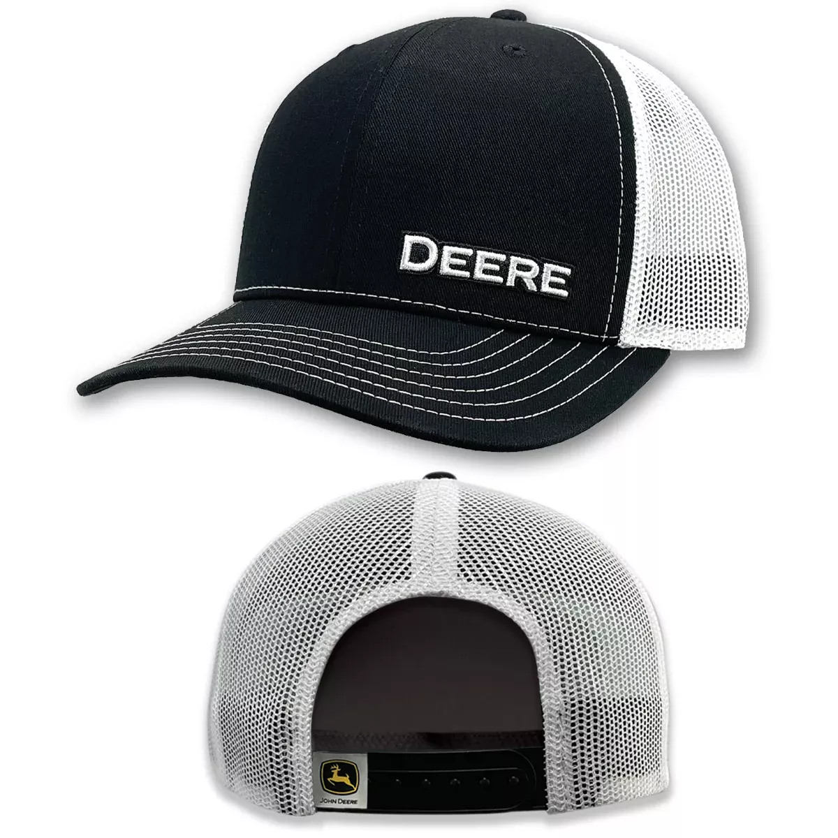 John Deere Black & White Embroidered Logo Hat
