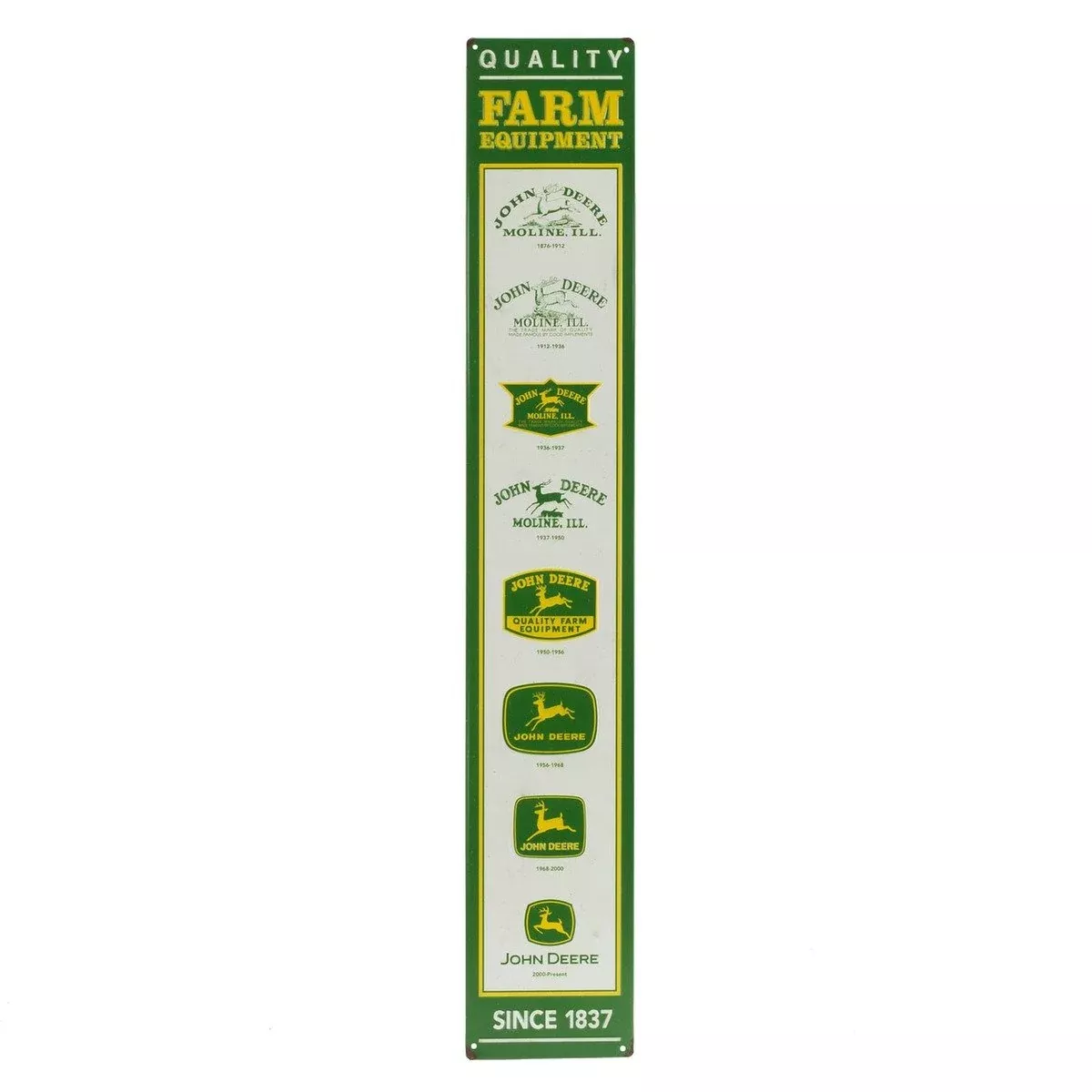 John Deere Embossed Tin Vertical Logos Sign