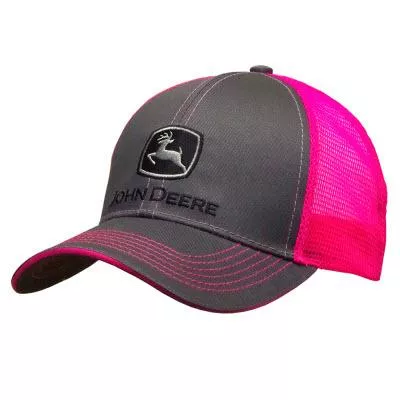 John Deere Ladies Charcoal and Neon Pink Cap