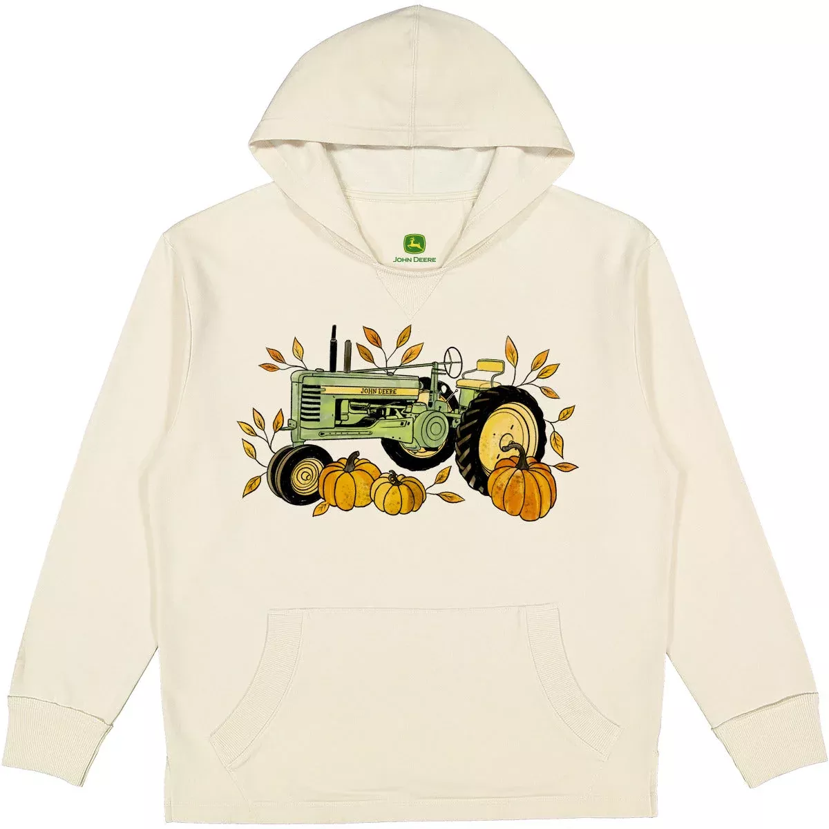 John Deere Ladies Vintage Pumpkin Tractor Pullover Hoodie