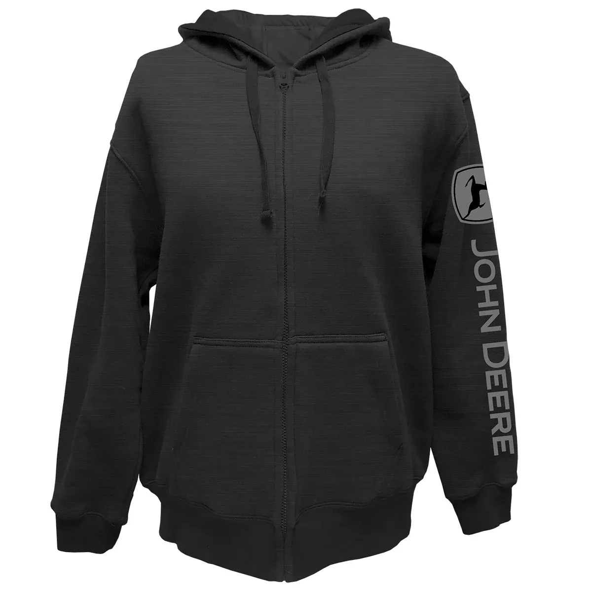 John Deere Men's Black Heather Full Zip Hoodie