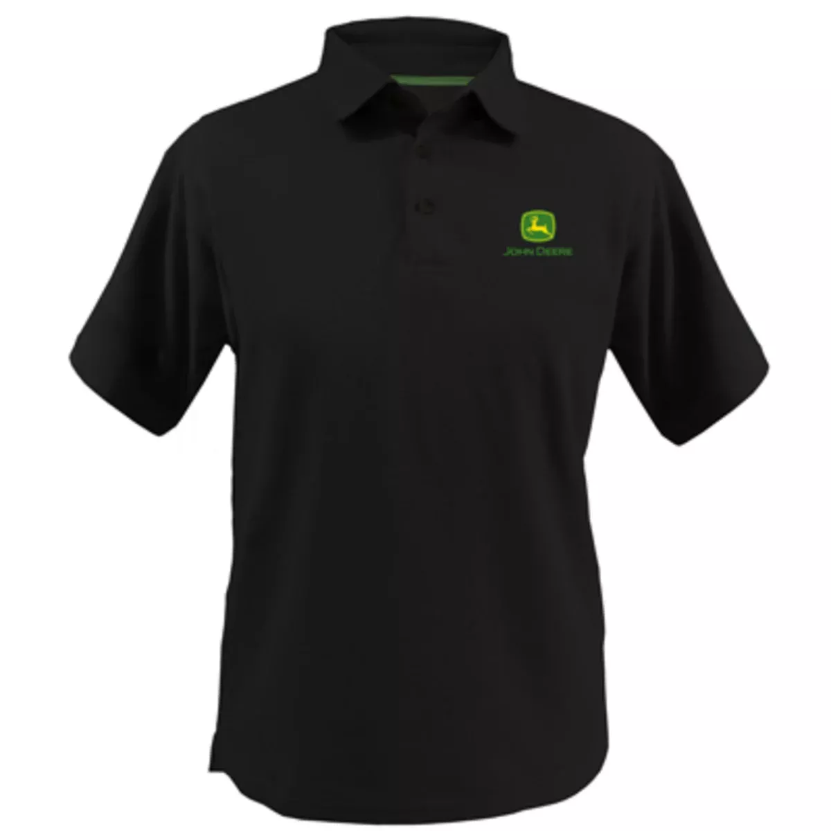John Deere Men's Black Poly Polo