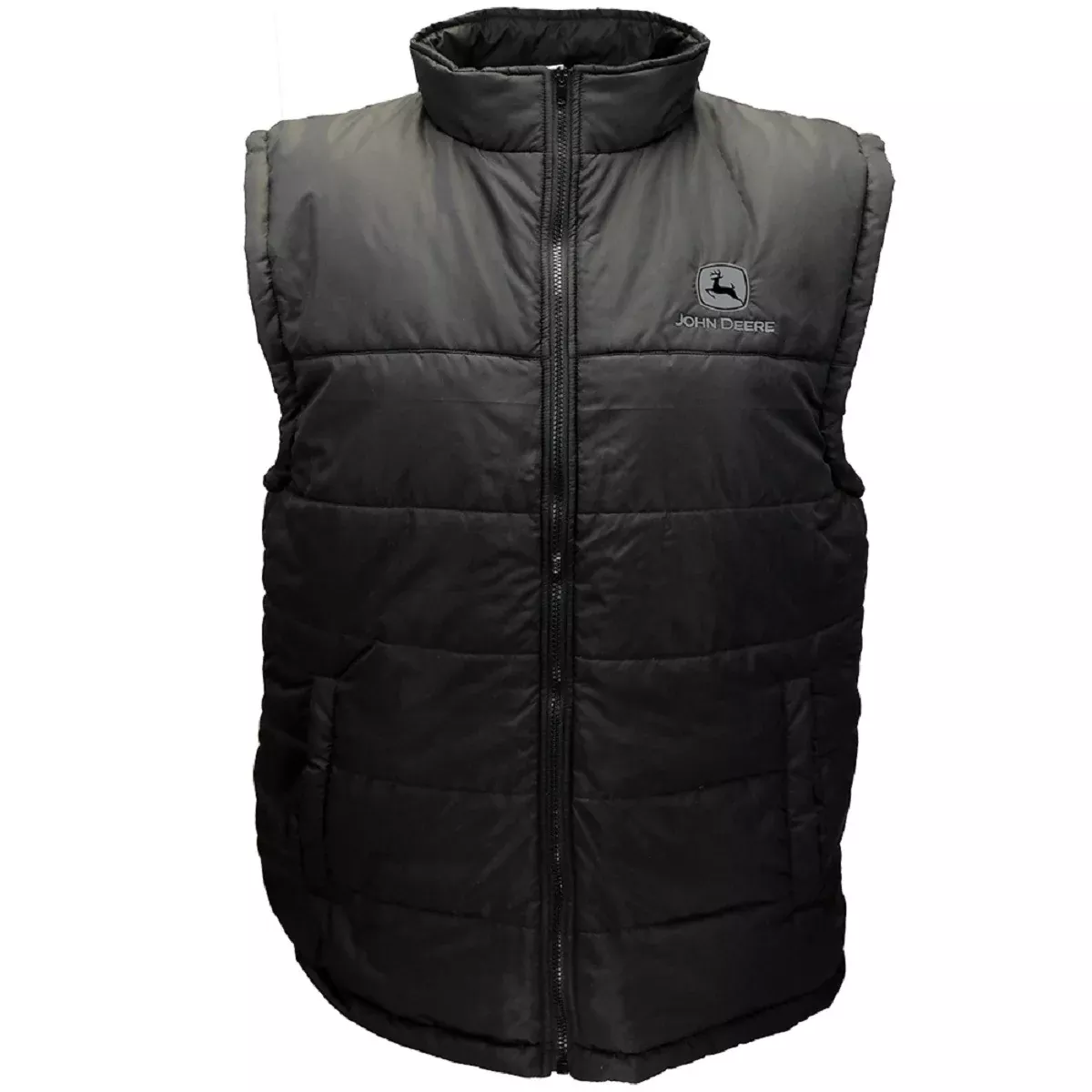 John Deere Men's Black Polyfill Zipper Vest