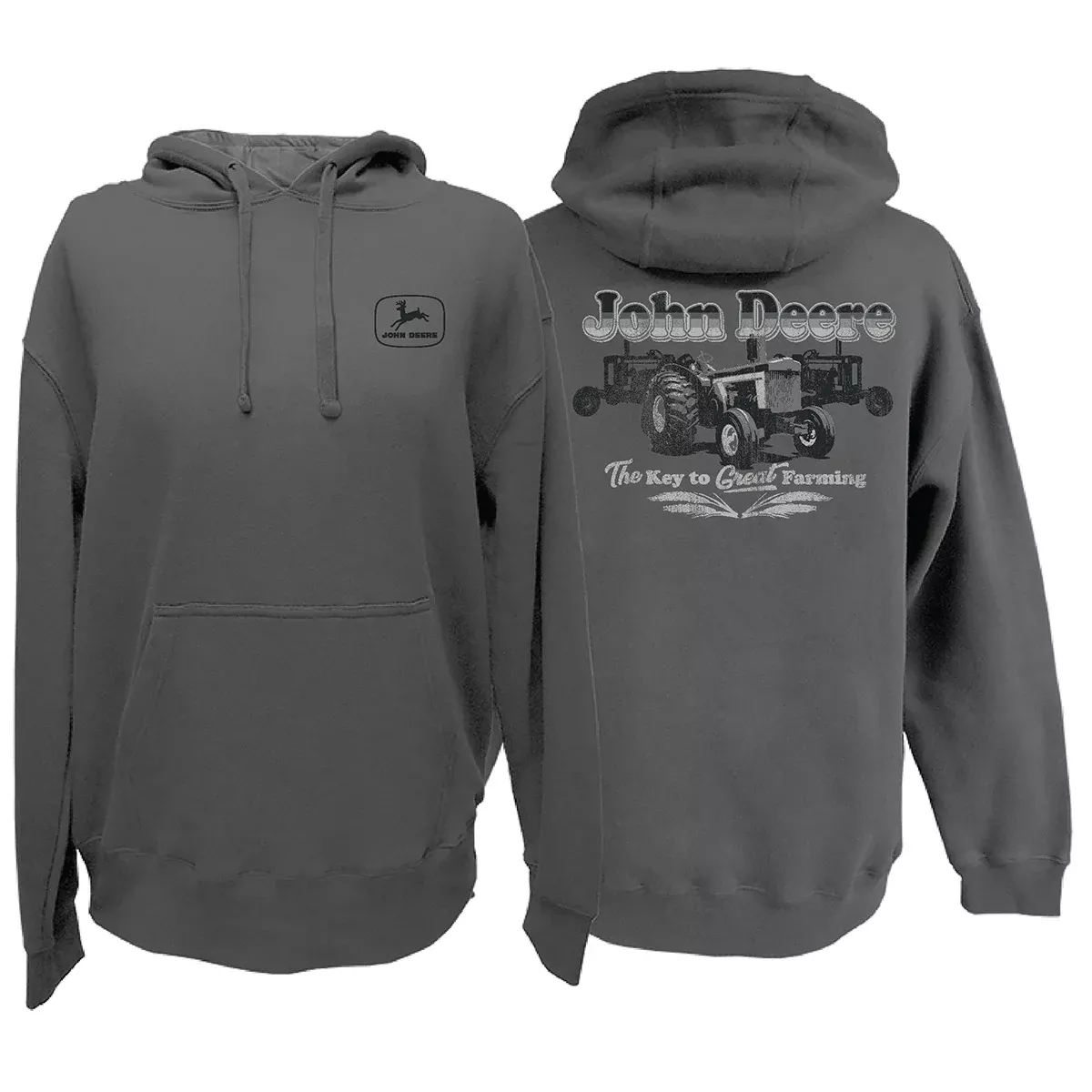 John Deere Men's Charcoal B&W Tractor Hood
