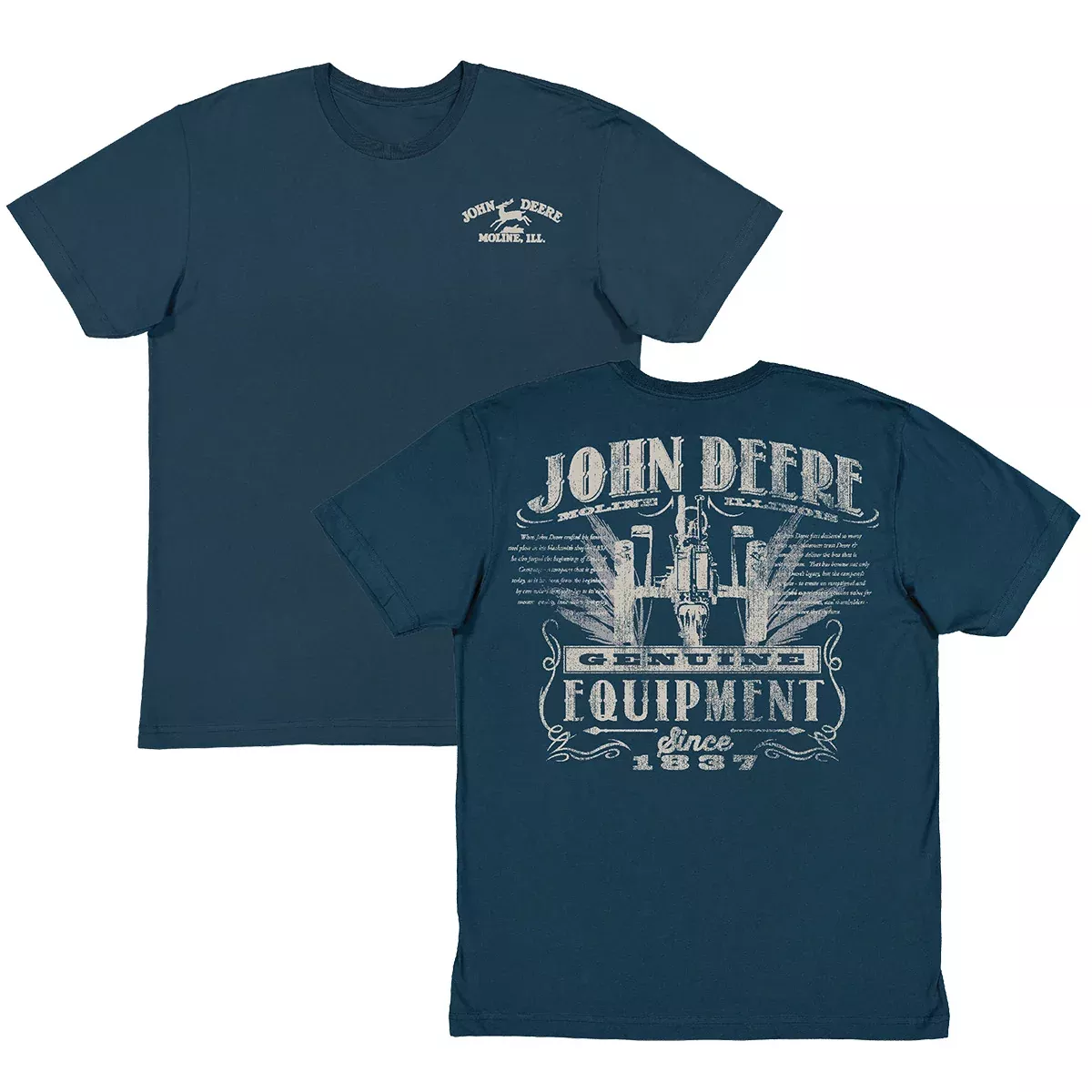 John Deere Men's Indigo Newsprint Tee