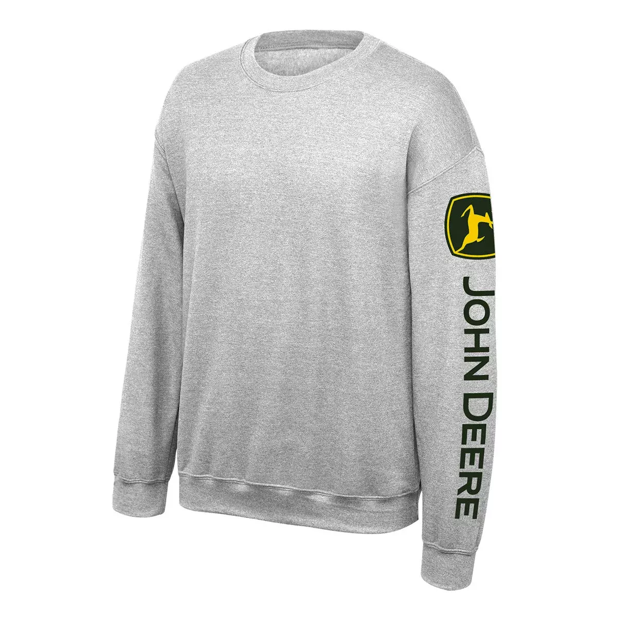 John Deere Men's Oxford Logo Sleeve Crew Neck