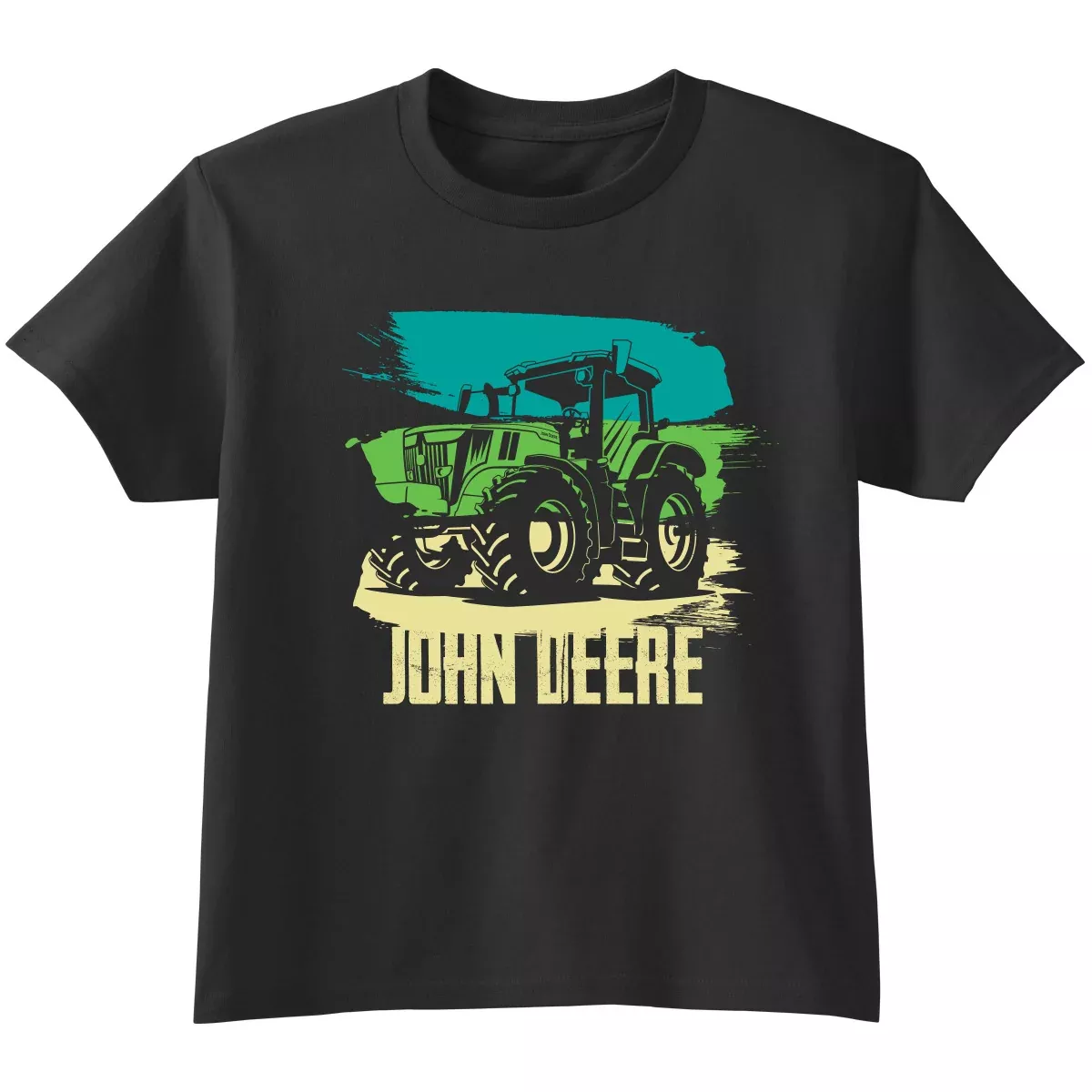 John Deere Youth Boys Black Paint Stripe Tractor Tee
