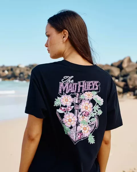 The Mad Hueys Anchor Ladybug Womens SS Tee - Black