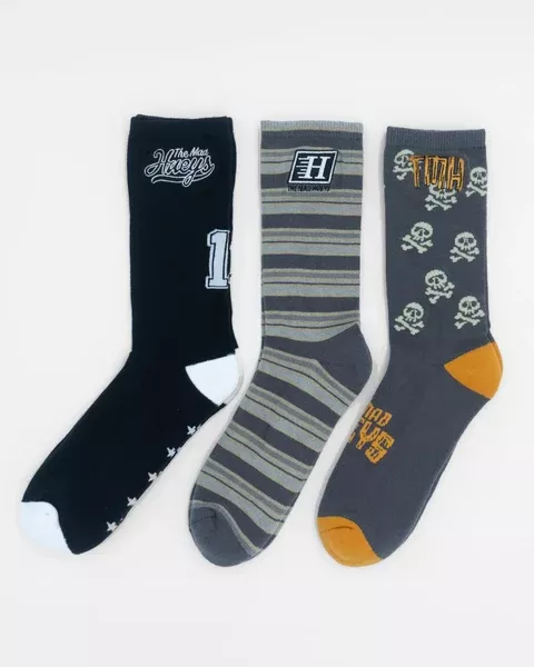 The Mad Hueys Party Crew 3 Pack Socks - Multi (7-11)