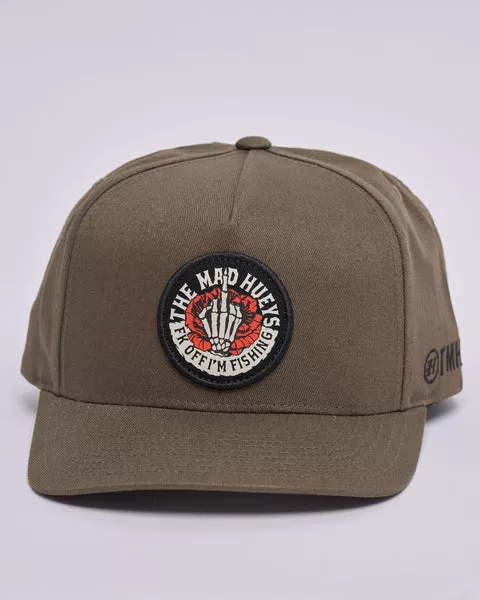 The Mad Hueys Shield Fk Off Twill Snapback - Olive