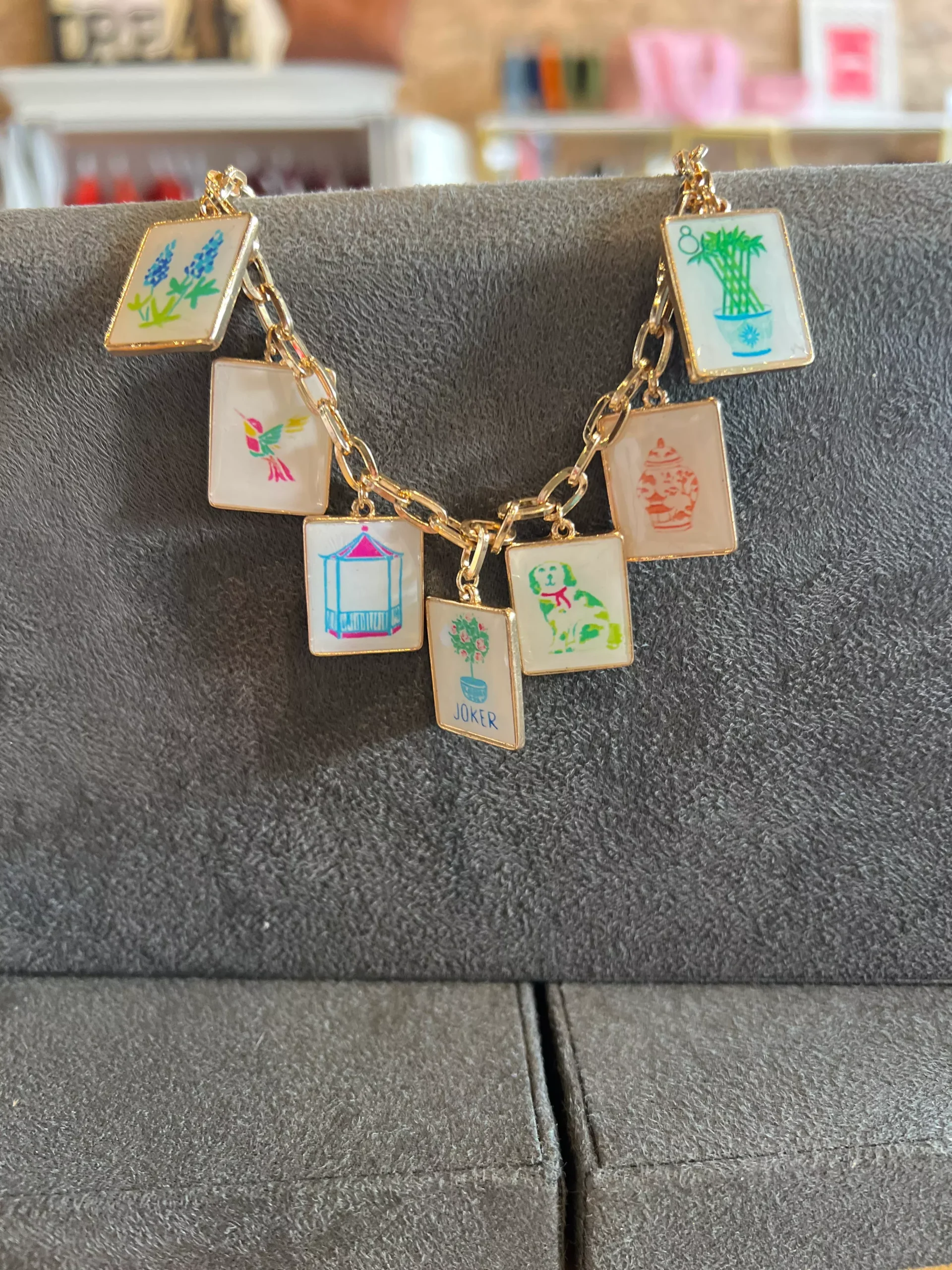 Mahjong Gold Charm Necklace