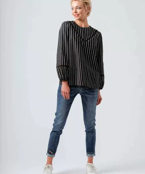 Moss Commoner Top Black Stripe