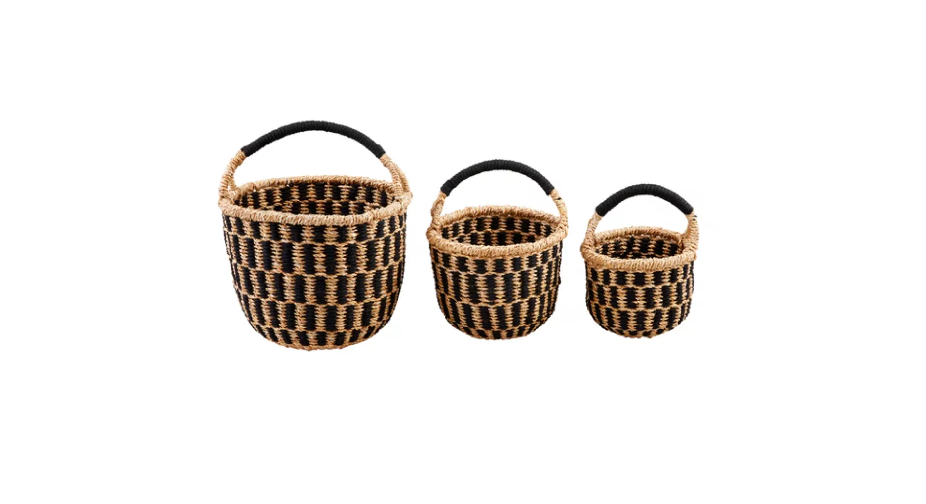 Mud Pie: Black/Neutral Checked Basket Set