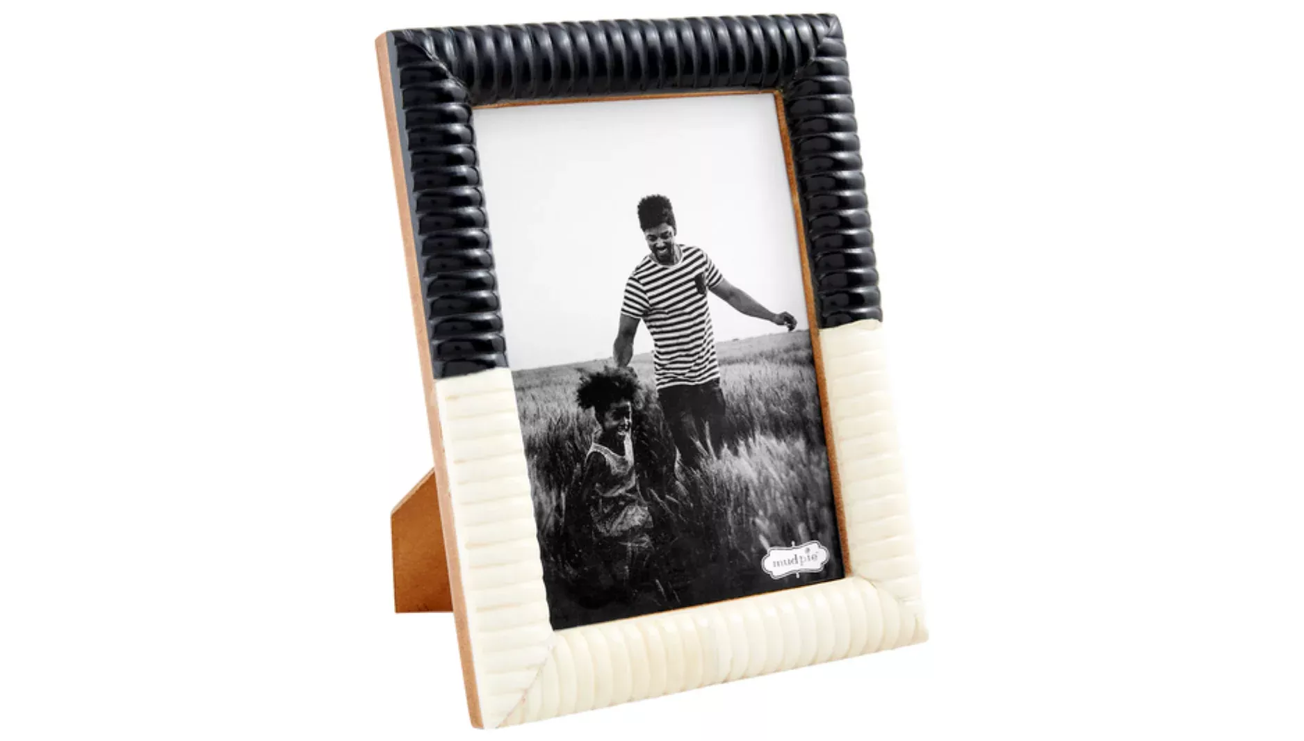 Mud Pie: Large Black & White Ribbed Frame