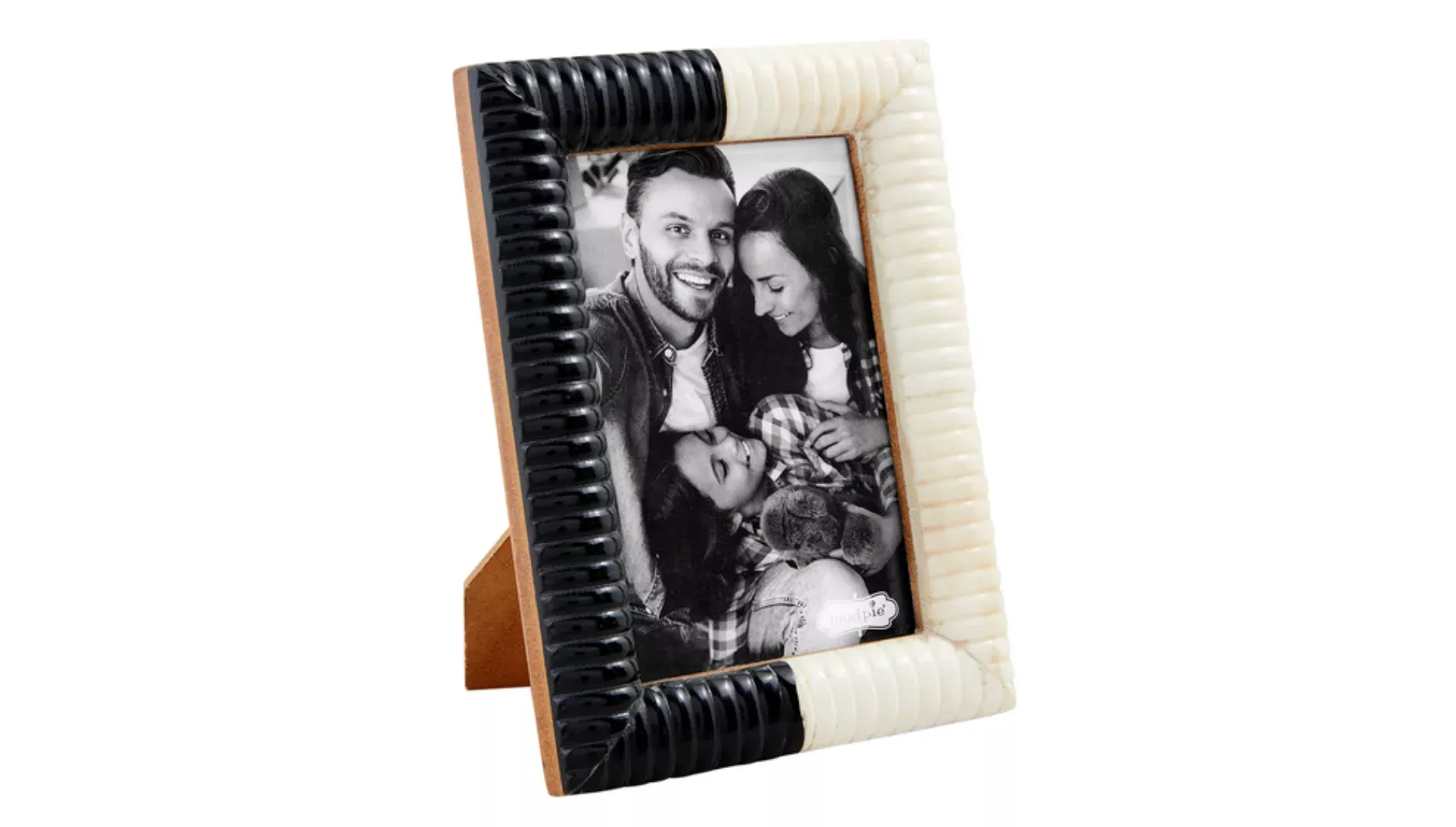 Mud Pie: Small Black & White Ribbed Frame