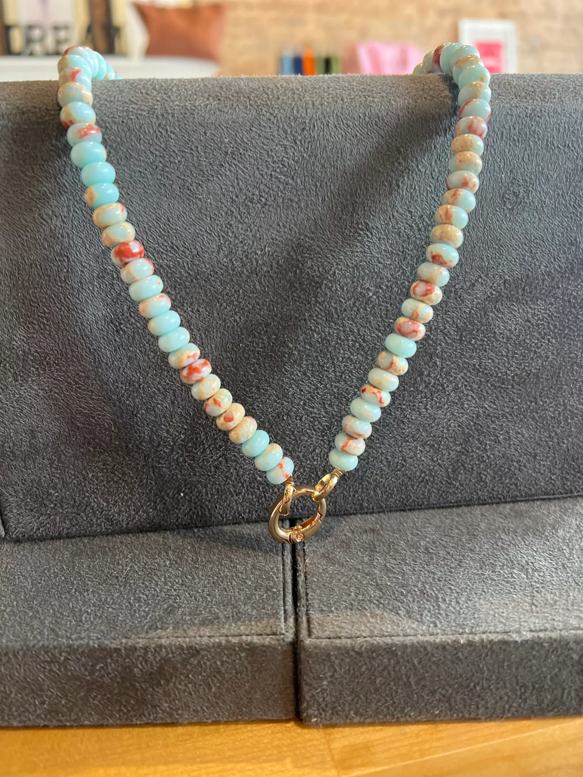 Multi Muted Bead Charm Necklace