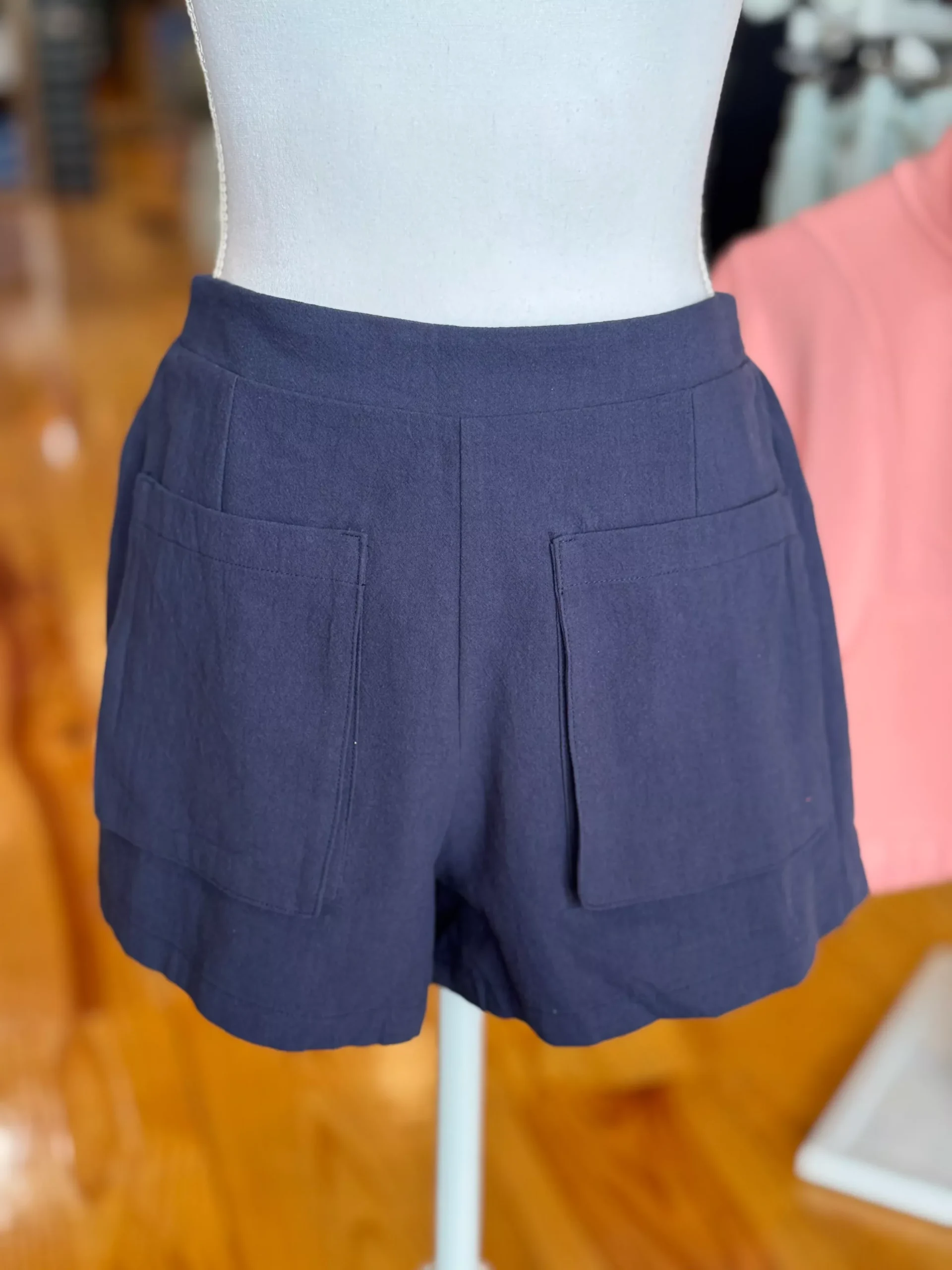 Navy Front Tie Bow and Front Pockets Set