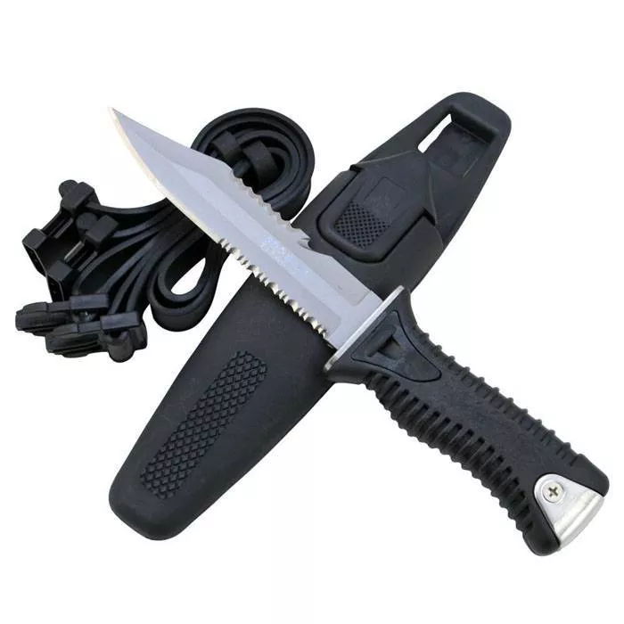 Promate Alligator Sharp Tip Titanium Diving Knife (Black, 5 3/8-Inch)