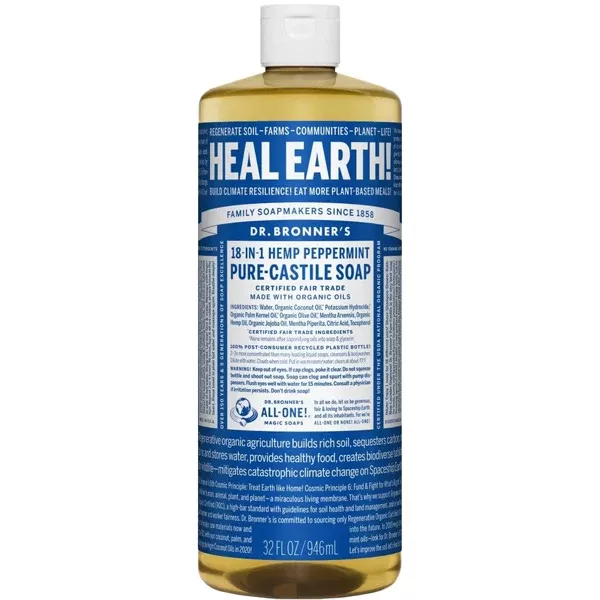 Pure-Castile Liquid Soap, Peppermint - 32 oz