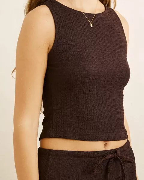 Rhythm Indie High Neck Tank - Chocolate
