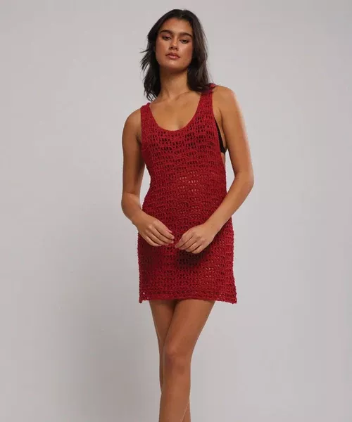 Rhythm Maddie Scoop Neck Mini Dress - Red