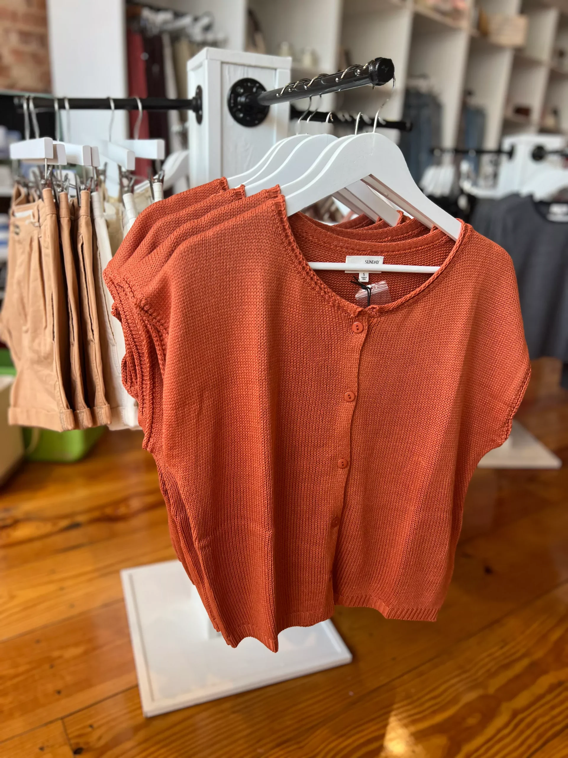 Rust Button Down Sleeveless Sweater