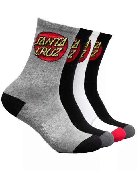 Santa Cruz Classic Dot Crew Sock 4Pk - Multi