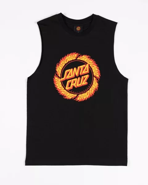 Santa Cruz Flame Ringed Dot Front Muscle - Black