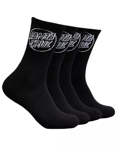 Santa Cruz Opus Dot Crew Sock 4Pk - Black