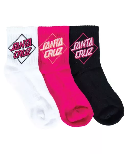 Santa Cruz Simplified Solitaire Dot Mid Sock 3Pk - White/Black