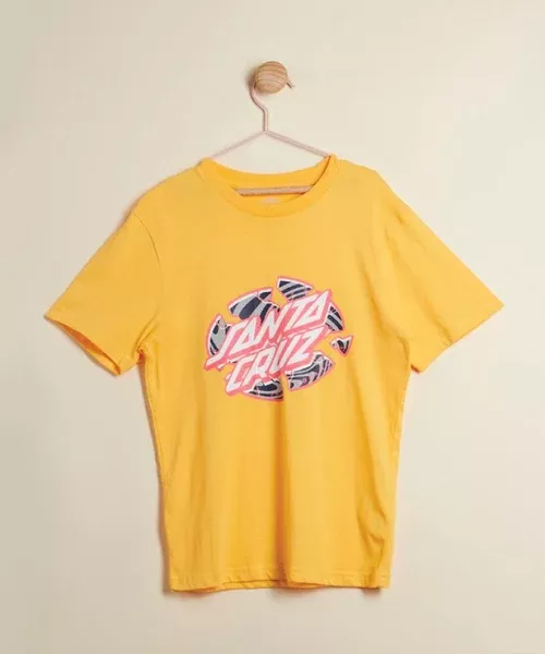 Santa Cruz Warp Broken Dot Front S/S Boys Tee - Yellow
