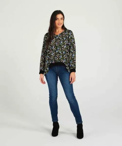 Seduce Nova Womens Top -Black Floral