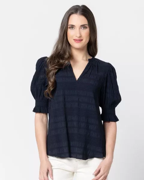 Seeking Lola Carefree Butterfly Top - Navy