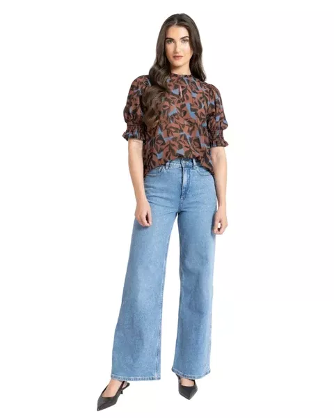 Seeking Lola SS Movement Blouse - Peacan Smudge
