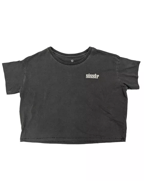Sisstrevolution Retro Beach Crop SS Knit Tee - Charcoal