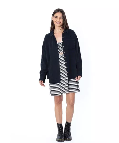 Sisstrevolution South Beach Woven LS Top - Black